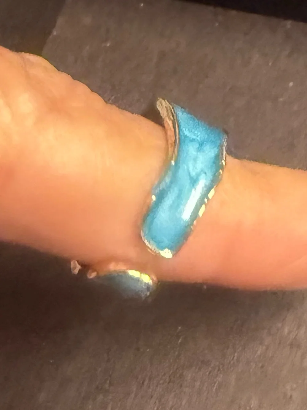 Blue Enamel Wave Ring - Women Jewelry
